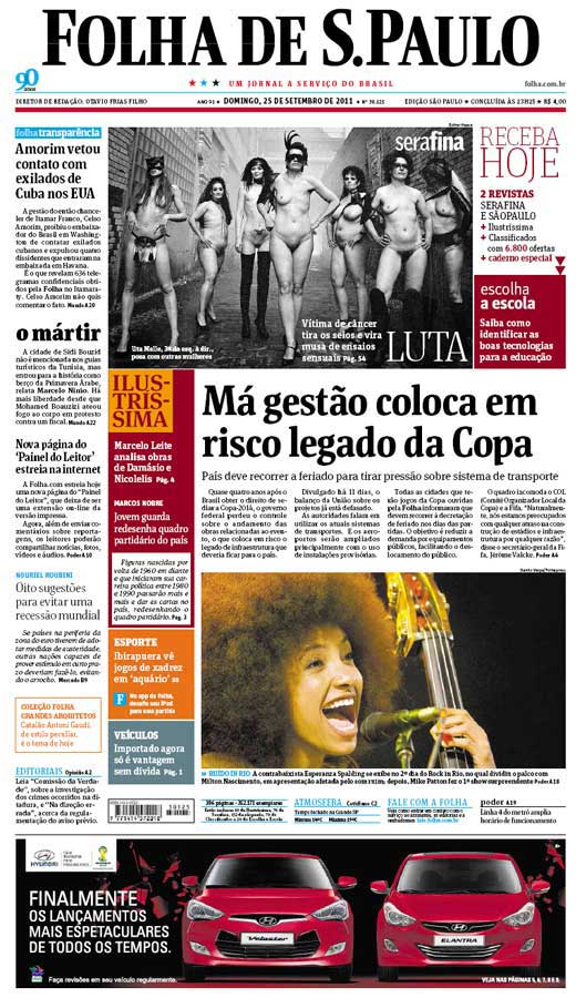 Capa Folha de S.Paulo - Edição São Paulo