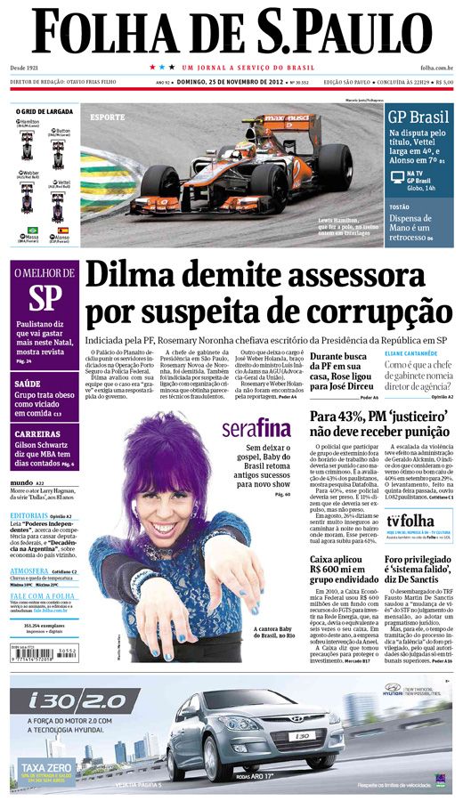 Capa Folha de S.Paulo - Edição São Paulo