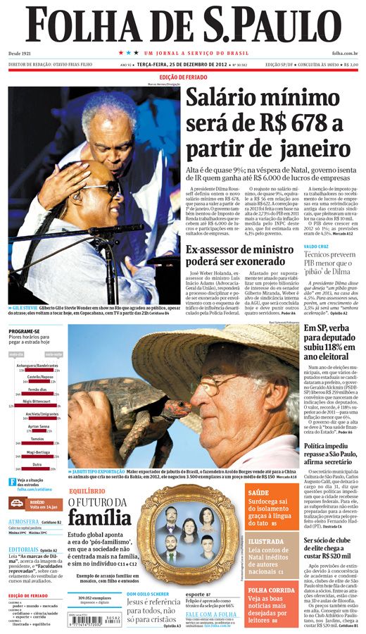 Capa Folha de S.Paulo - Edição São Paulo