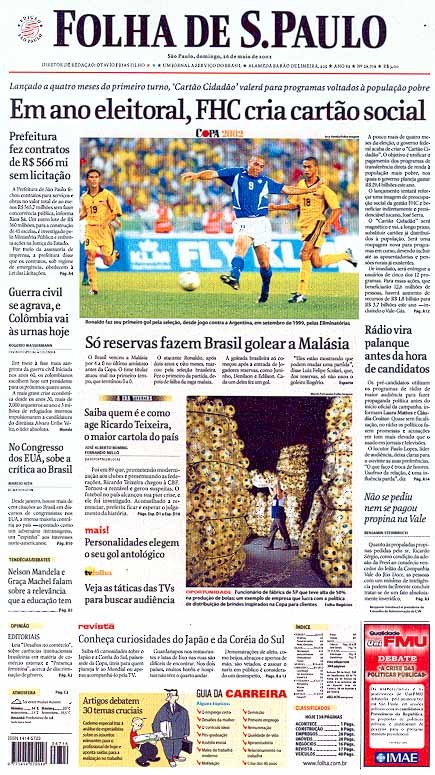 Capa Folha de S.Paulo - Edição São Paulo