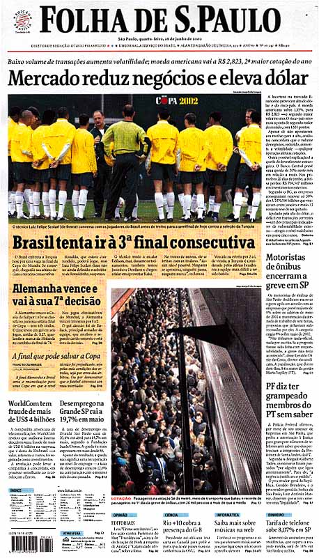 Capa Folha de S.Paulo - Edição São Paulo