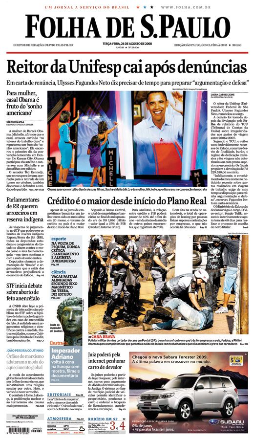 Capa Folha de S.Paulo - Edição São Paulo