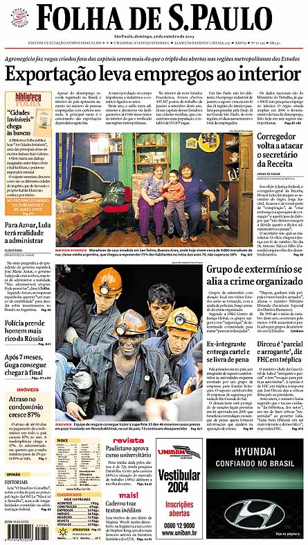 Capa Folha de S.Paulo - Edição São Paulo