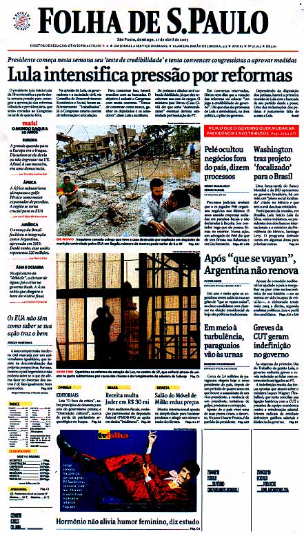 Capa Folha de S.Paulo - Edição São Paulo