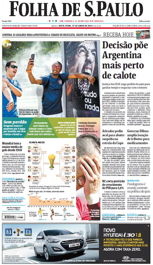 Capa Folha de S.Paulo - Edição São Paulo