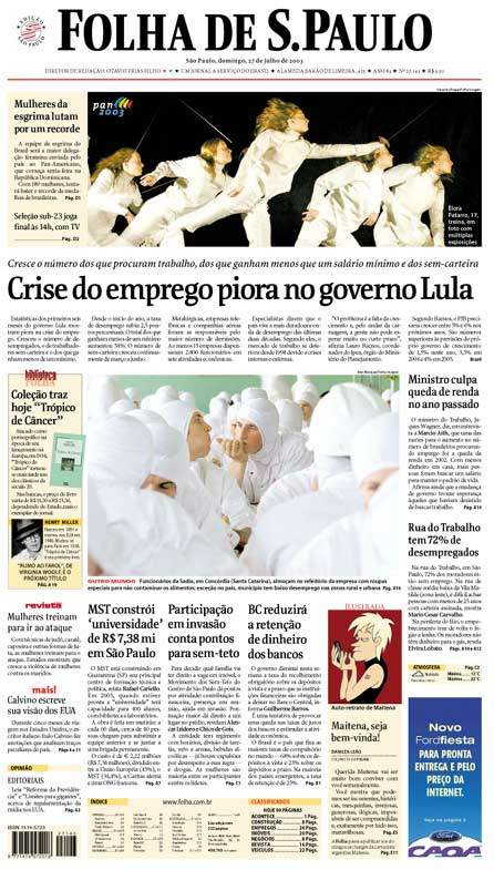 Capa Folha de S.Paulo - Edição São Paulo