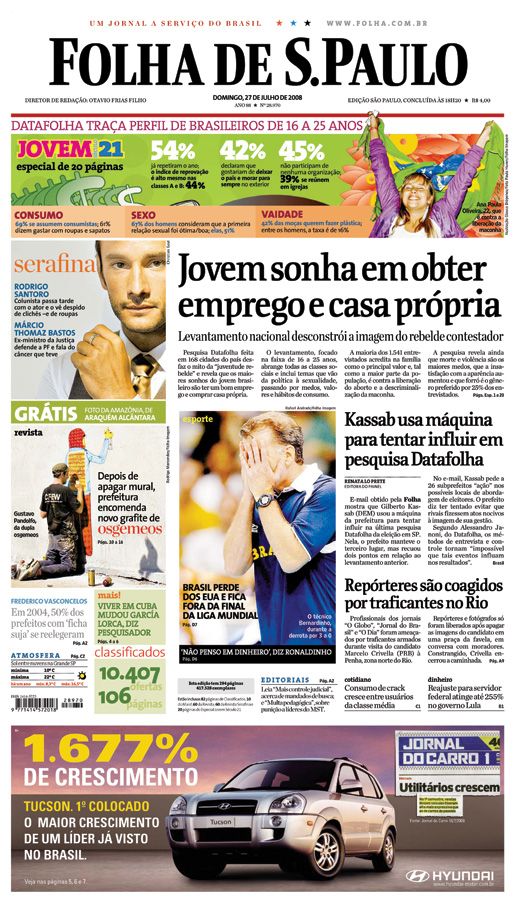 Capa Folha de S.Paulo - Edição São Paulo