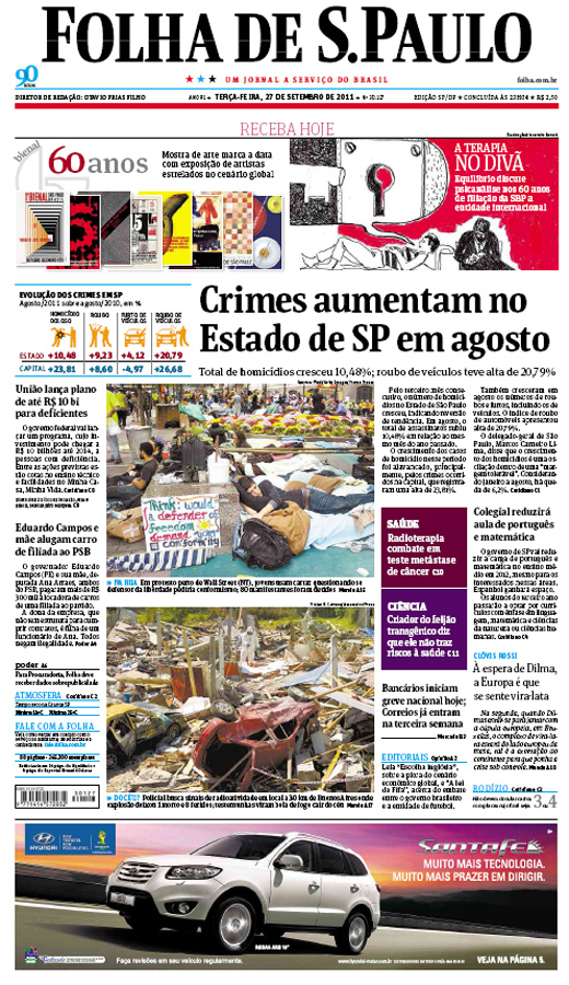 Capa Folha de S.Paulo - Edição São Paulo