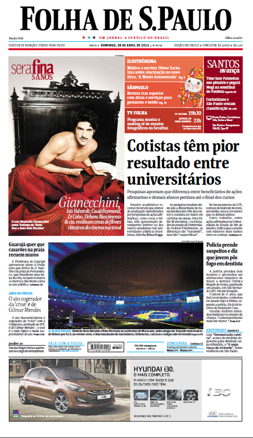 Capa Folha de S.Paulo - Edição São Paulo