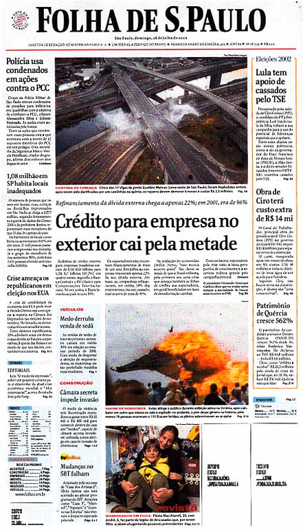 Capa Folha de S.Paulo - Edição São Paulo