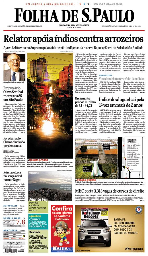 Capa Folha de S.Paulo - Edição São Paulo