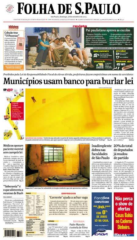 Capa Folha de S.Paulo - Edição São Paulo