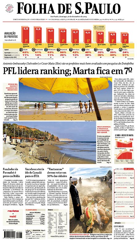 Capa Folha de S.Paulo - Edição São Paulo