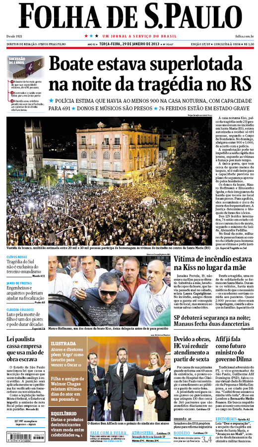 Capa Folha de S.Paulo - Edição São Paulo