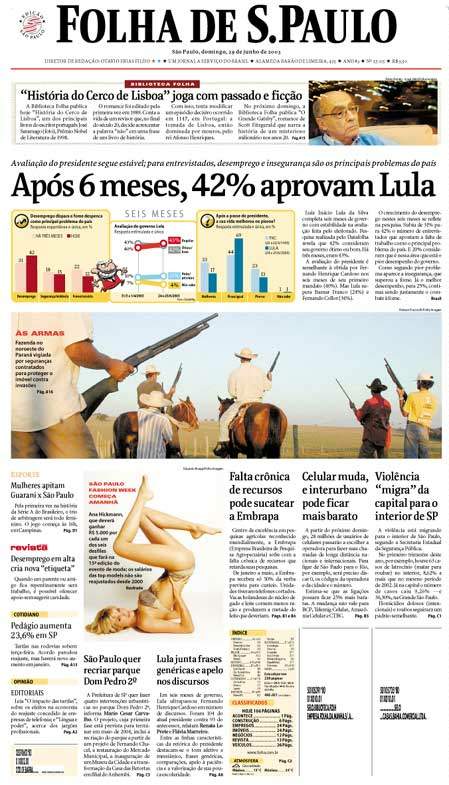 Capa Folha de S.Paulo - Edição São Paulo