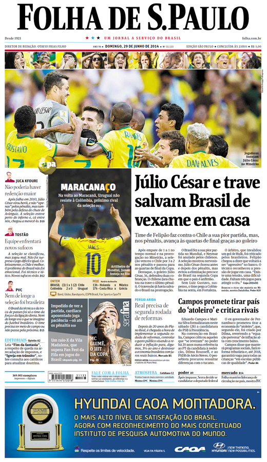 Capa Folha de S.Paulo - Edição São Paulo