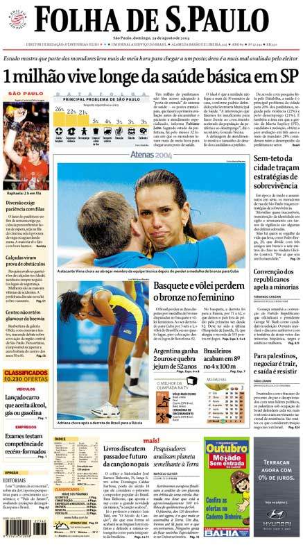 Capa Folha de S.Paulo - Edição São Paulo