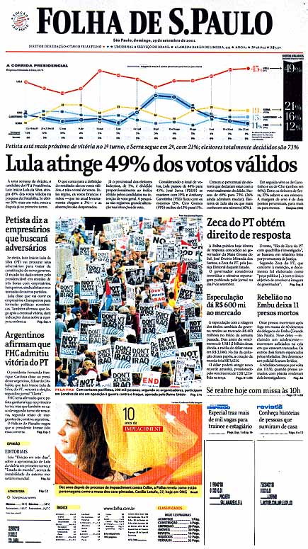 Capa Folha de S.Paulo - Edição São Paulo