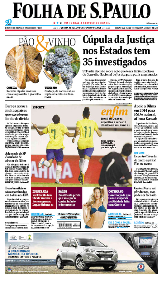 Capa Folha de S.Paulo - Edição São Paulo