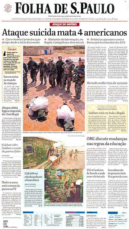 Capa Folha de S.Paulo - Edição São Paulo