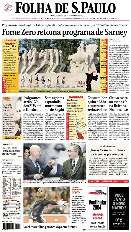 Capa Folha de S.Paulo - Edição São Paulo