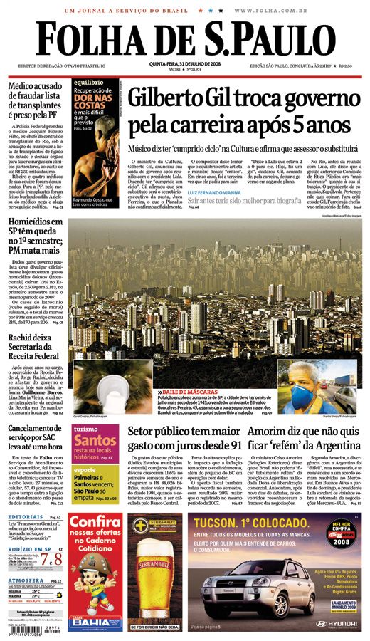 Capa Folha de S.Paulo - Edição São Paulo