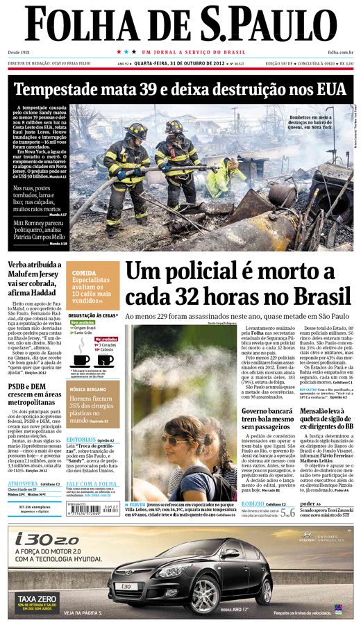 Capa Folha de S.Paulo - Edição Nacional